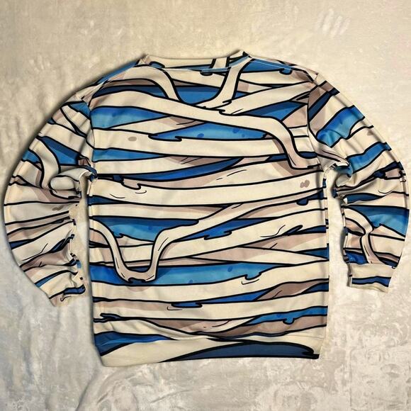 RageOn Mummy Wrap Sweatshirt Size Large White Beige Blue Aura Vibes Skate Emo - Picture 4 of 8